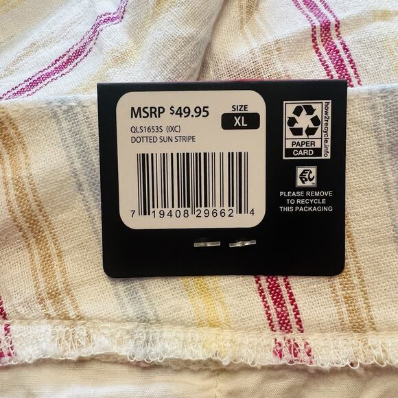 Gap Linen Shorts Womens Size XL Striped Yellow Pink High Rise (A0127) NWT - Picture 5 of 6